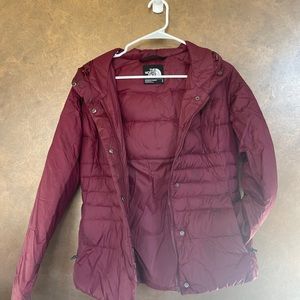 north face womens maroon puffer jacket light airy